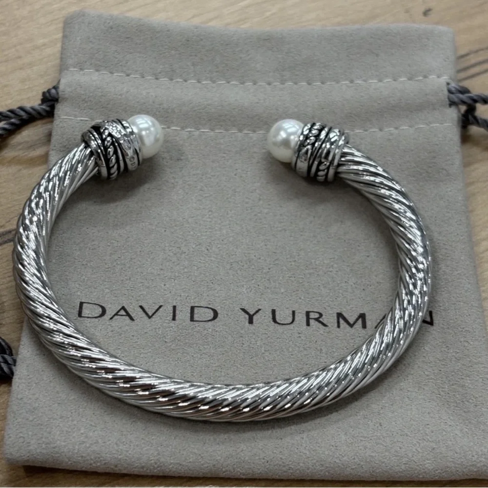 David Yurman Silver Bracelet with Pearls 7mm - Picture 3 of 5